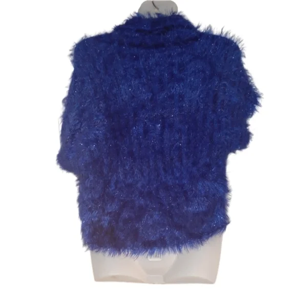 Royal blue furry cover-up cardigan vest - Picture 5 of 5